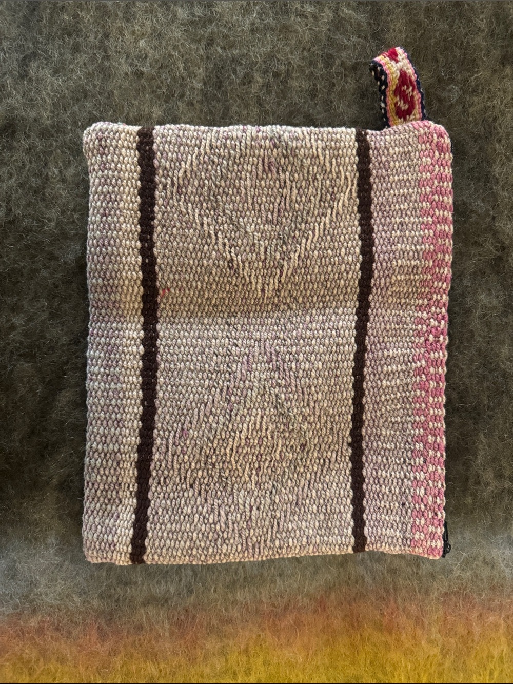 Handwoven Pink and Cream Women’s Tote Pouch